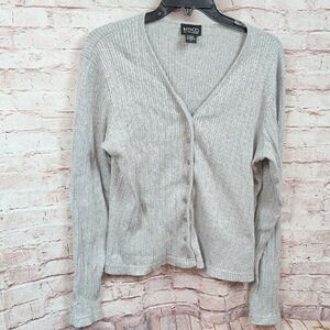 New York & Company Women's Silver Sparkle Sweater XL